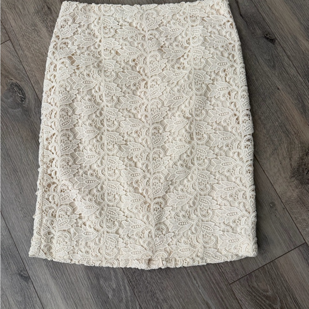 Talbots Cream Lace Pencil Skirt
